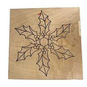 🆕 Christmas Holly Poinsettia Mounted Wooden Block Stamp Craft Scrapbook Cards